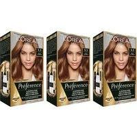 L'ORÉAL PARIS Coloration PRÉFÉRENCE HAARFARBE, Packung, 3-tlg., dauerhafte Haarcoloration mit 100% Grauabdeckung
