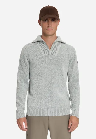No Excess - Pullover Half Zip High Neck Light Weight Chenille Stone - Gr. - L