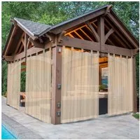 BTTO V&G Outdoorvorhang Wasserdichter Gardinen,Transparenter Balkon Vorhang mit Magic Tape (2 St), Terrassenvorhang