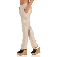 malito more than fashion Leinenhose malito Damen Hose aus Leinen, Stoffhose in Uni Farben, Freizeithose leichte Stoffhose mit elastischem Bund