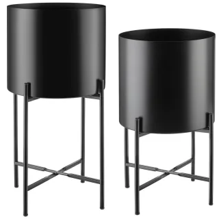 tectake Pflanzenständer, Schwarz, Metall, Rund, 31x56x31 cm, Gartenzubehör, Blumentöpfe