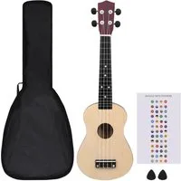 vidaXL Ukulele, Sopran Ukulele Set für Kinder mit Tasche Helles Holz 23"