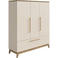 PAIDI Kleiderschrank STIENE in Beige oder Grau, 3 Türen und 1 Schublade mit Soft-Close (B/H/T ca. 170/200/57cm) inkl Kleiderstange + Einlegeböden, Kleiderschrank mit Eiche Massivholz