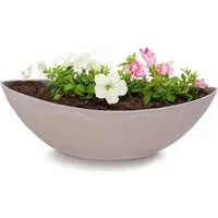 matches21 HOME & HOBBY Blumentopf Große Pflanzschale oval 39 cm für draussen Dekoschale sand beige (1 St), Blumen-Schale als wetterfeste Friedhof-Schale Grab-Schmuck Grabschale