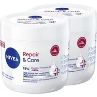 Nivea Feuchtigkeitscreme Repair & Care Creme-Tiegel Urea 2 x 400ml Packung, 2-tlg., Komplex aus 18% Urea, Provitamin B5 und Glycerin