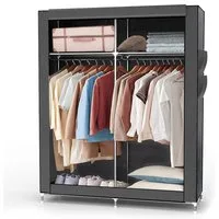 Intirilife Kleiderschrank (Faltschrank 108x170x45 cm in ASCH GRAU, 1-St) Stoffschrank mit Reißverschluss, Kleiderschrank mit Stange und Fächer