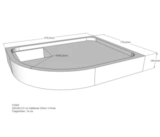 Neuesbad Wannenträger für Kaldewei Zirkon 100x80x3,5 Viertelkreis SD21887