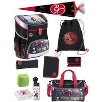 Scooli Schulranzen Campus Fit Fussball Schultasche 1. FC Nürnberg FCN Club Ranzen (Komplett-Set, 10-tlg., mit Lunch-Set, Regenschutz und Schultüte 85 cm), mit Brustgurt, 980 Gramm leicht, limited Edition
