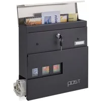 relaxdays Briefkasten mit Zeitungsfach
