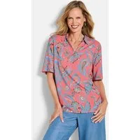 GOLDNER Schlupfbluse Schlupfbluse mit Paisley-Muster Viskoseshirt mit offenem Kragen und Halbarm