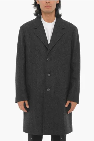 Einreihiger Mantel aus Wollmischung im Slim Fit in Grau