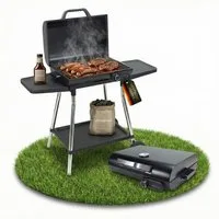 Sommertal Elektrogrill Sommertal BBQ928 2in1 Elektrogrill mit Deckel, Tisch- & Standgrill, 2180 W, Antihaft-Grillplatte + Grillrost, Fettauffangwanne, Thermostat, 2180W