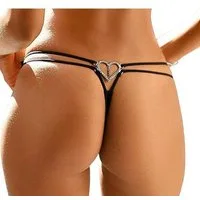 LASCANA String mit elastischen Bändern und Herz-Accessoire hinten