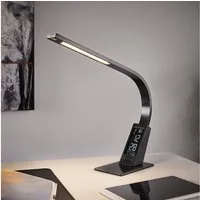 MeLiTec LED Schreibtischlampe T153, warmweiß, LED, Nachttischleuchte, Schreibtischleuchte, LCD-Uhr, Lampe, Wecker, anthrazit