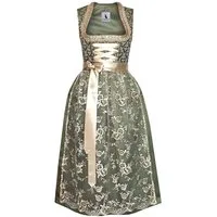 Alpenmärchen Dirndl Langes Dirndl Thea in grün und creme - ALM913