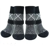 Zaewry Pfotenschutz 4 Stück Hundesocken Anti-Rutsch, (Doppelseitige mit Verstellbaren Riemen), für Innenbereich
