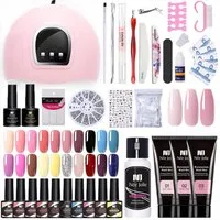 KINSI Lichthärtungsgerät 48-teiliges Gel Nagel Set inkl. UV Lampe & 10 Farben, Komplettset für Nail Art,Für langlebigen Glanz