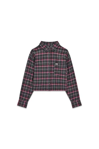 Guess Jeans - GJ CROPPED FLANNEL SHIRT VOLCANIC STONE CH - Gr. - XS