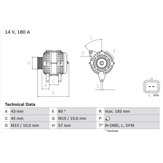 Bosch Lichtmaschine 180A Citroen C5 C6 Peugeot 407 607 2,7