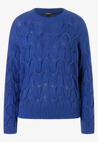 MORE & MORE - Zopfpullover blau - Gr. - 40