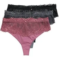 Ulla Popken Slip TruYou Strings 3er-Pack Spitzenbund