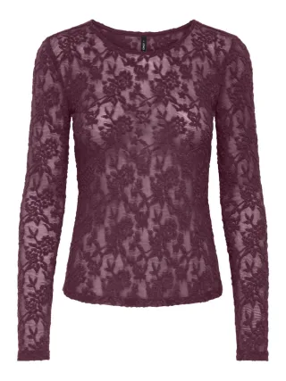 ONLY - Langarmshirt aus Spitze violet - Gr. - XS