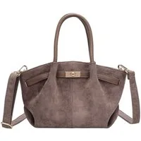 ITALYSHOP24 Schultertasche Damen Tasche Tote Bag Handtasche Wildleder Optik Mini Bag Business, Umhängetasche Samt Crossbody Damentasche Cross Over Freizeit Mini Bag