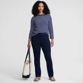 High Waist Straight Knit STARFISH Jeans, Damen,  Blau, Baumwoll-Mischung/Polyester-Mischung, by Lands' End