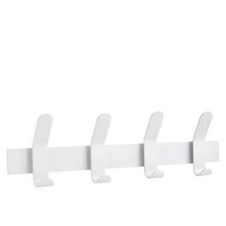 Hakenleiste A-Rack 40cm Metall | Zone Denmark Moderne Garderobenleiste white mit 4 Haken Wandgarderobe ohne sichtbare Schrauben für den Flur.