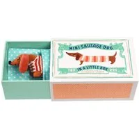 Rex London Plüschfigur Mini Stofftier Dackel in einer kleinen Box (Sausage Dog, 1-St., in Geschenkbox), ca. 14 x 9,2 x 6 cm