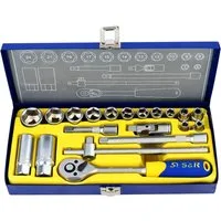 S&R Steckschlüssel - satz, 3/8" Lock-Drive Profil, in Metallbox, Knarrenkasten (Satz, 20-tlg), Steckschlüsselsatz auch für verrostete oder festsitzende Schrauben