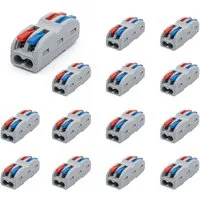 kalb Kabelklemme 2-polig 14er Set Hebelklemme wieder verwendbar 0,08–4 mm² Stromkabel