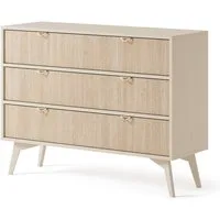 Lomadox Kommode FAREHAM-160, Schubkastenkommode, sandfarben, Front mit Fischgrätenmuster