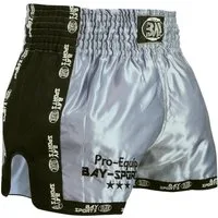 BAY-Sports Sporthose Thaiboxhose Thaiboxen Hose Shorts Muay Thai Kick Pro Equip silber (1-tlg) Kixkboxen, MMA, für Kinder und Erwachsene