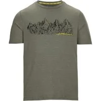 Killtec T-Shirt MN TSHRT C Schnelltrocknendes Herren T-Shirt mit Berg-Print und Melange-Optik