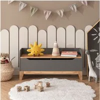 VitaliSpa® Bücherregal Malia, Grau/Artisan/Artisan, 107.2 x 50 cm mit Sitzfläche, 1-tlg.