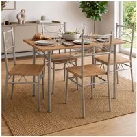Casaria Essgruppe Paul, (5-tlg), Esstisch mit 4 Stühlen für Esszimmer Küche 5tlg. Sitzgruppe Robust