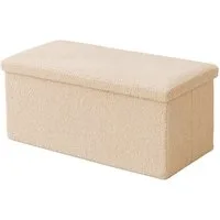relaxdays Sitzbank aus Teddystoff (1-St), Beige