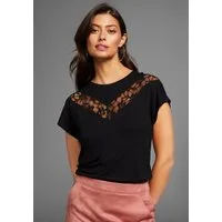 Laura Scott Rundhalsshirt angeschnittene Kurzarmärmel, figurumspielende Passform