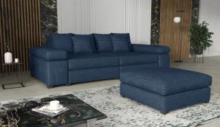 Big Sofa Megasofa Riesensofa AREZZO inkl. Hocker Stoff Tilia Dunkelblau