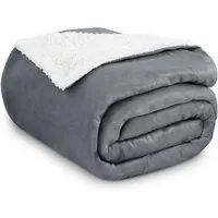 Wohndecke in Lammfell-Optik Kuscheldecke weich & flauschig - Sherpa Fleecedecke, Gräfenstayn, Warme Wolldecke & Sofaüberwurf Tagesdecke für Couch & Sofa
