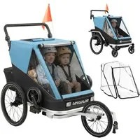 AIYAPLAY Fahrradkinderanhänger 2-Sitzer Faltbar Kinderfahrradanhänger, 2-in-1 klappbar, für 2 Kinder, Reflektoren