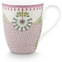 PiP Studio Becher Lily&Lotus Henkelbecher lila 350ml, Porzellan, Mug Large Lily&Lotus Tiles Lilac 350ml