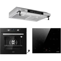KB Elements Backofen-Set Einbaubackofen 60 cm mit 4-Zonen Induktionskochfeld 60cm, Steam Clean, Air Fry, Steam Clean, Circle Fan Heater, 2 x Flexzonen
