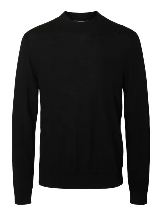 SELECTED MEN - SLMTRAY LS KNIT MERINO MOCK NECK NOOS Black - Gr. - L