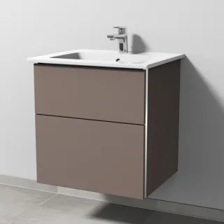 Sanipa 3way Keramik-Set Venticello Keramik-Waschtisch und Unterbau mit 2 Auszügen, Taupe-Matt BP3211T