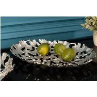 riess-ambiente Dekoschale GINKGO LEAFS 40cm silber (Einzelartikel, 1 St), Wohnzimmer · Schale · Handarbeit · Boho