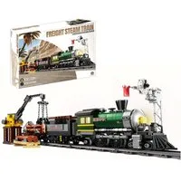 Esun Zug Retro Dampflok Klemmbausteine Set Modell mit Schienen Bauspielzeug Spielbausteine, (Set, 886 St., Komplettset), Zug Eisenbahn Geschenk für Erwachsene (886 Teile)