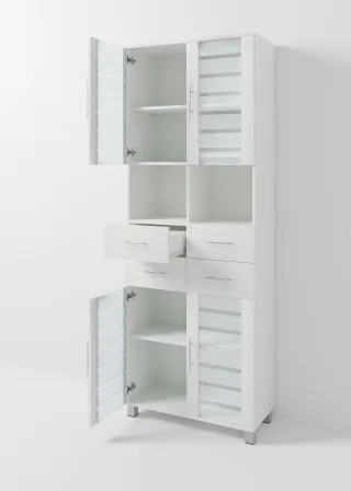 bonprix Badezimmer Hochschrank breit, weiß, Gr.185x68 cm, Hochschrank mit viel Stauraum
