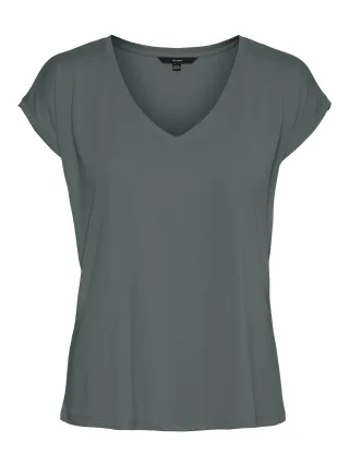 VERO MODA - VMFILLI SS V-NECK TEE NOOS Balsam Green - Gr. - XL